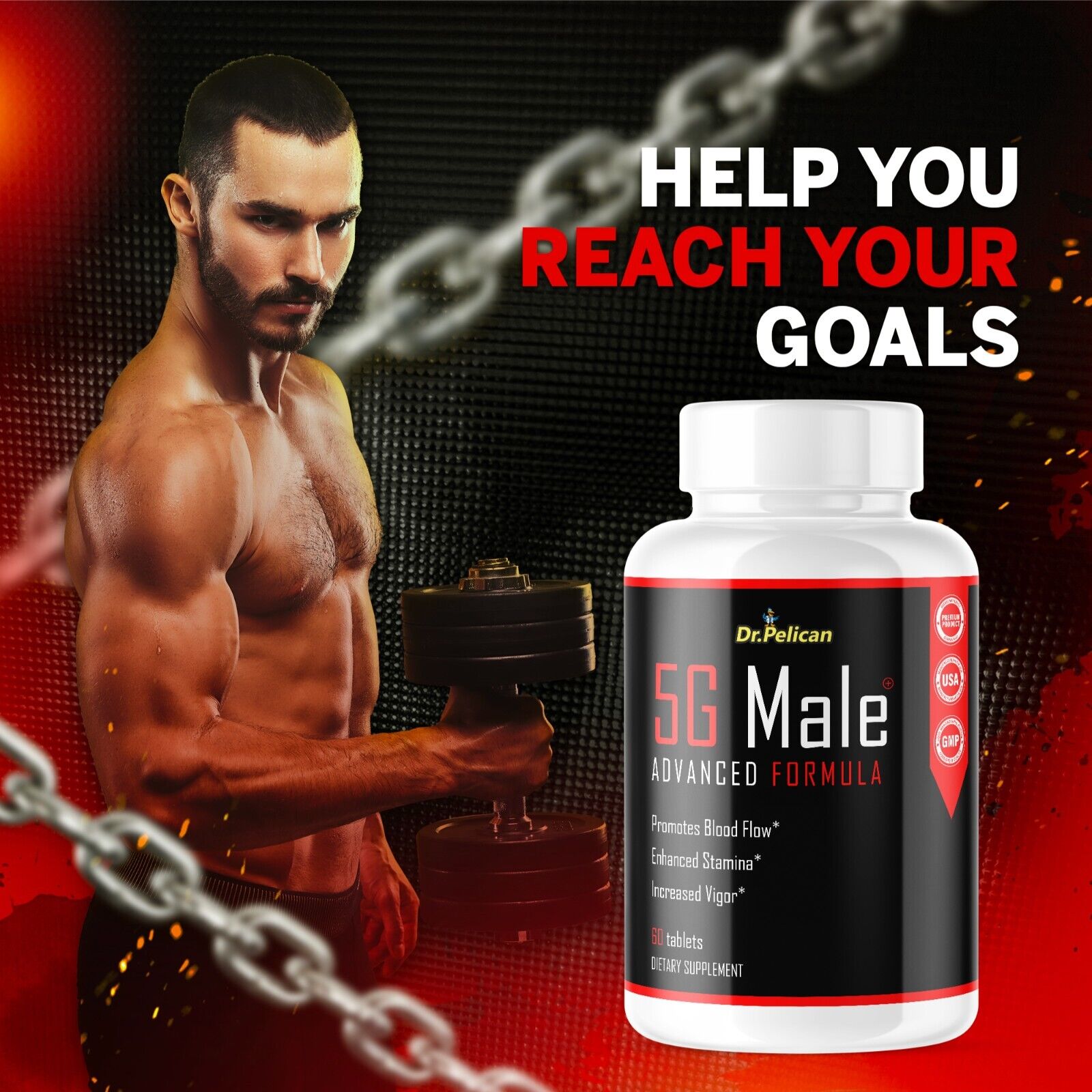 5G Male Advanced Formula- Bodybuilding Support- 60 Tablets