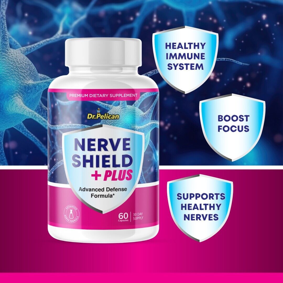 Nerve Shield + PLUS- Focus/Nerves & Immune Health- 3 Bottles- 180 Capsules
