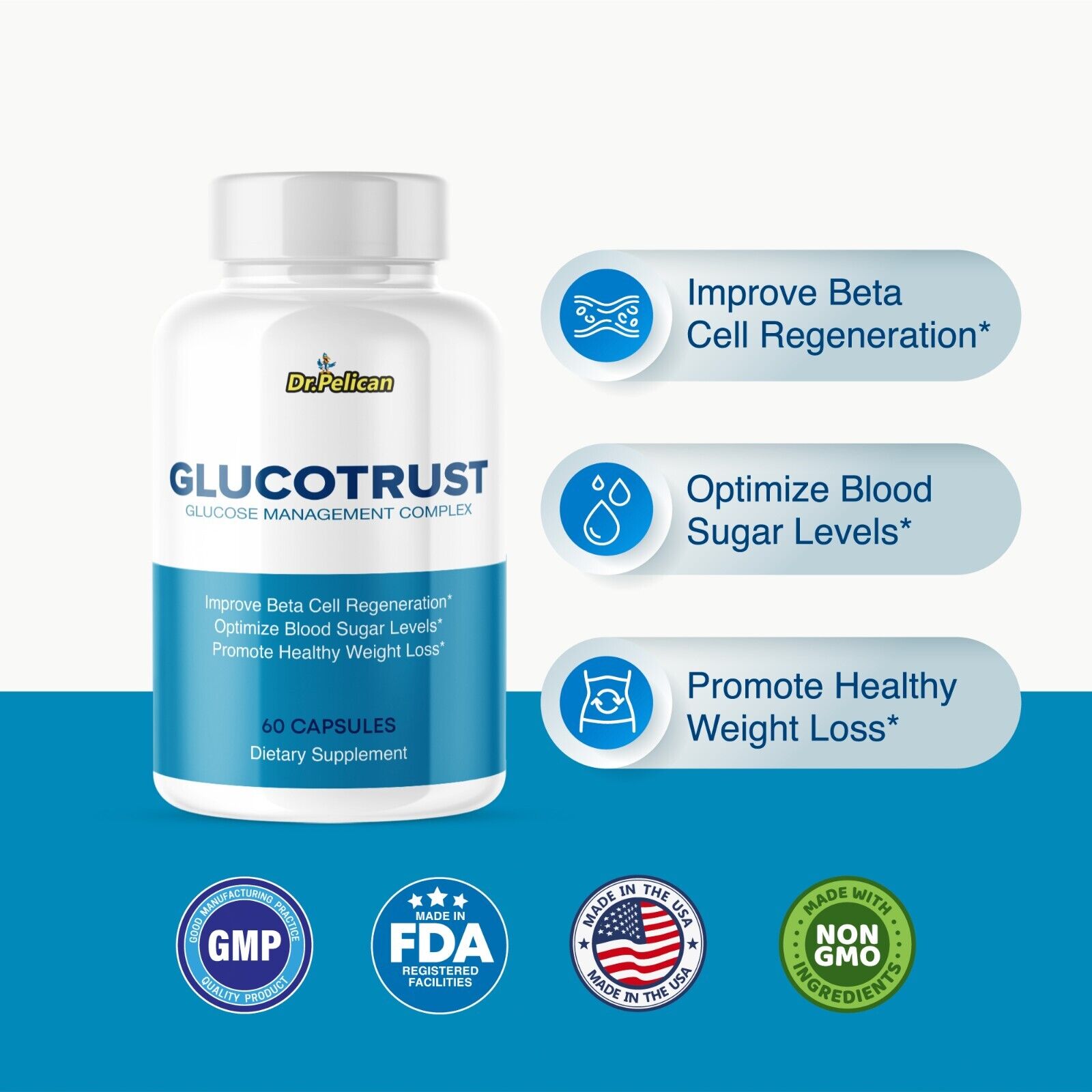 Glucotrust- Blood Sugar/Glucose/Metabolism/Weight Loss- 4 Bottles-240 Capsules