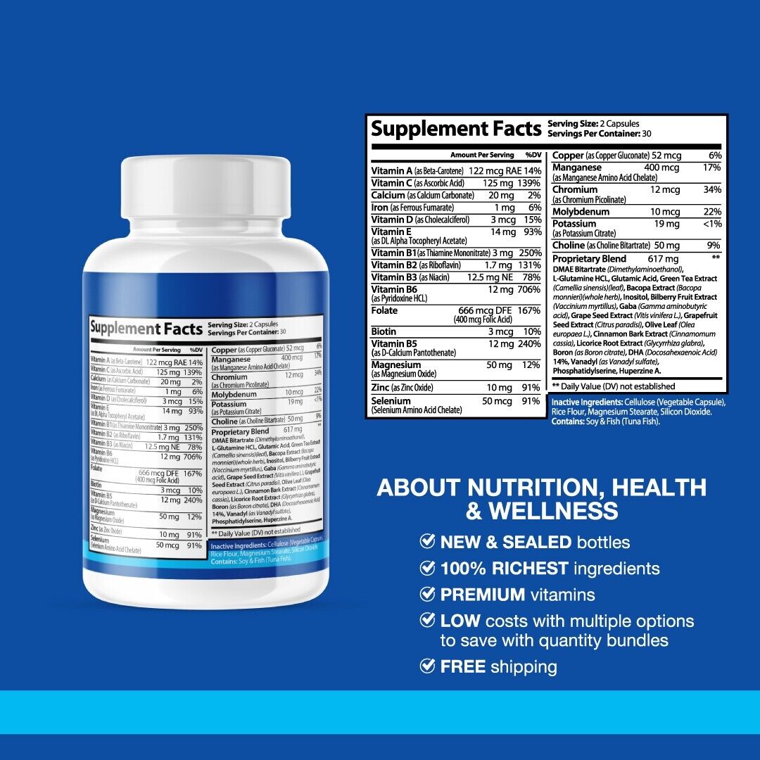 ReAwaken Advanced-Focus/Memory/Brain Boost- 12 Bottles- 720 Capsules