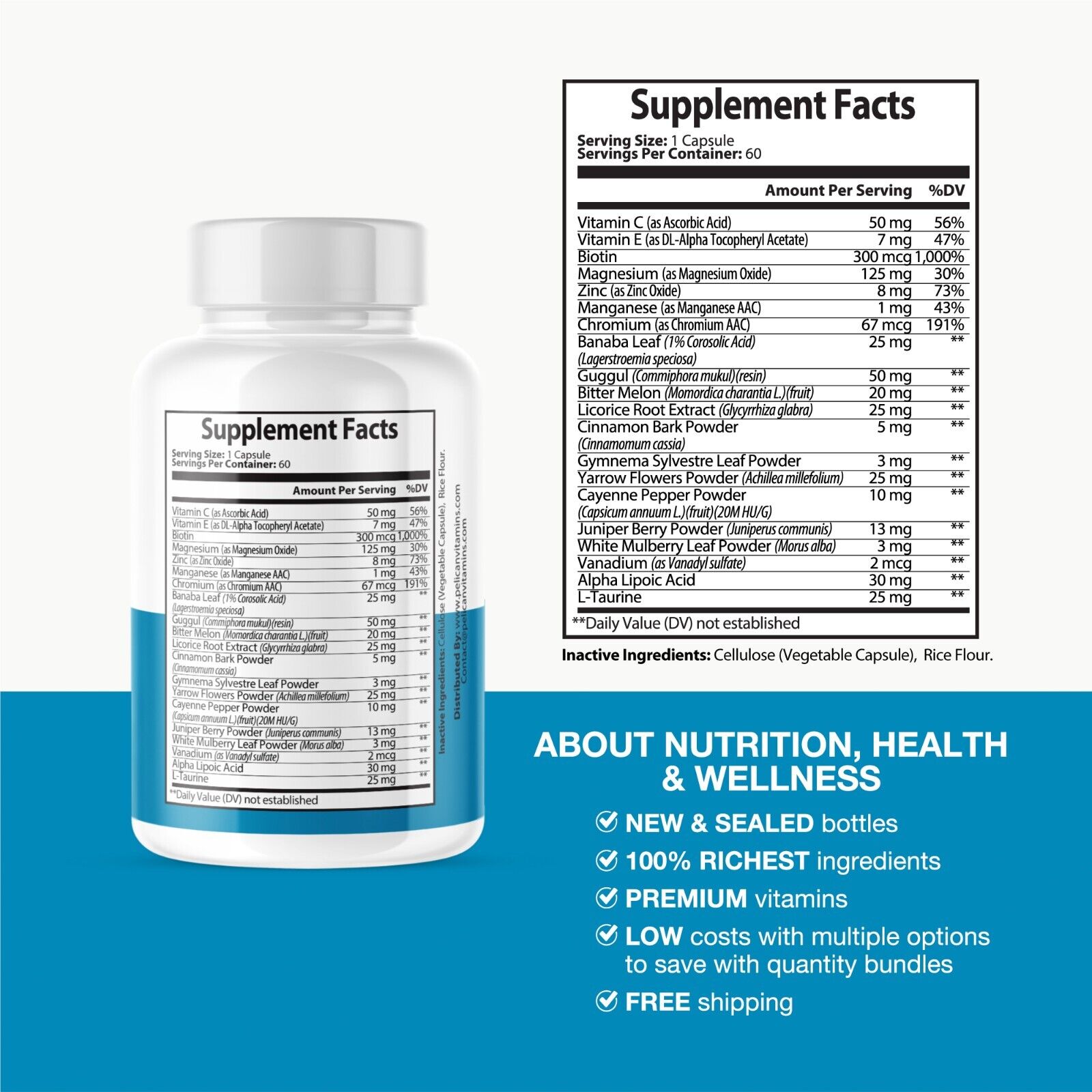 Glucotrust- Blood Sugar/Glucose/Metabolism/Weight Loss- 3 Bottles-180 Capsules