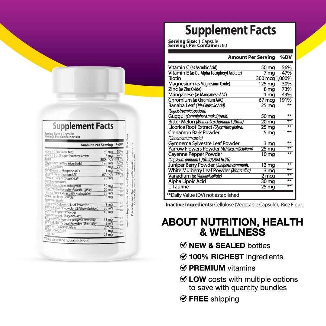 Gluco Shield Pro-Glucose/Blood Sugar/Metabolism Support- 12 Bottles-720 Capsules