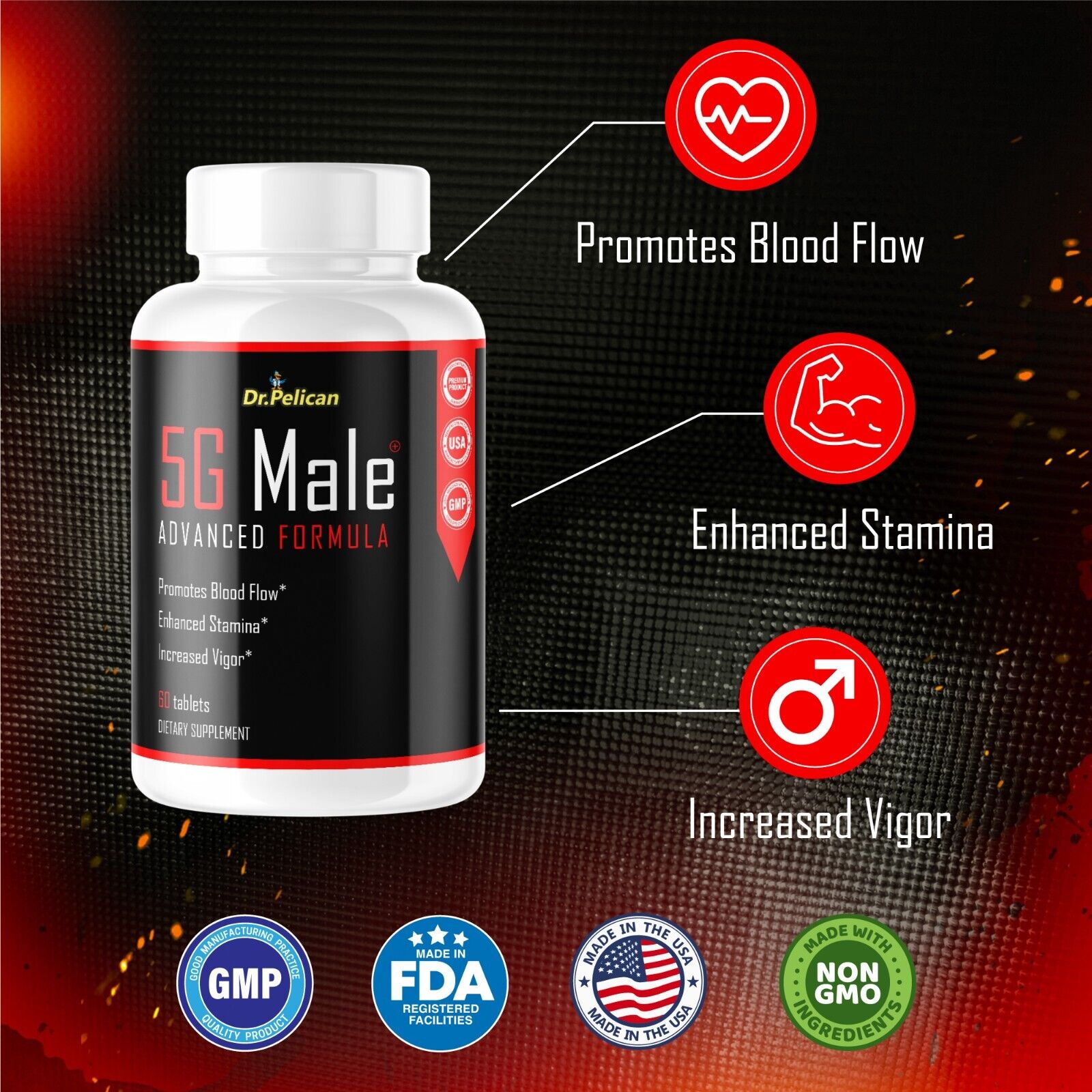 5G Male Advanced Formula- Bodybuilding Support- 60 Tablets