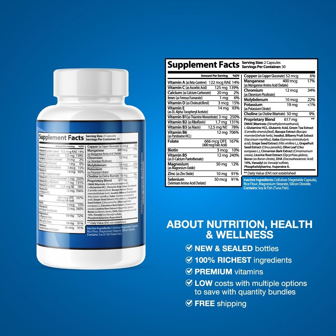 Neuro-Thrive- Brain Support- 5 Bottles- 300 Capsules