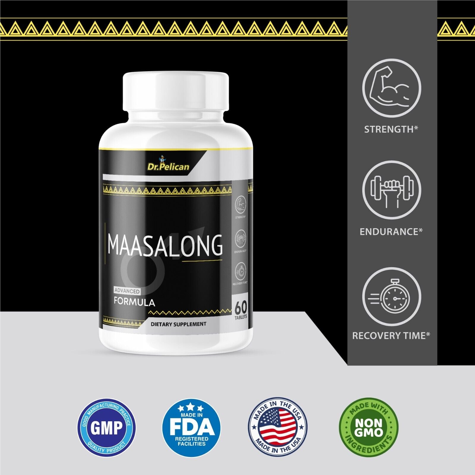 Maasalong- Male Virility/Stamina/Endurance/Strength- 5 Bottles- 300 Tablets