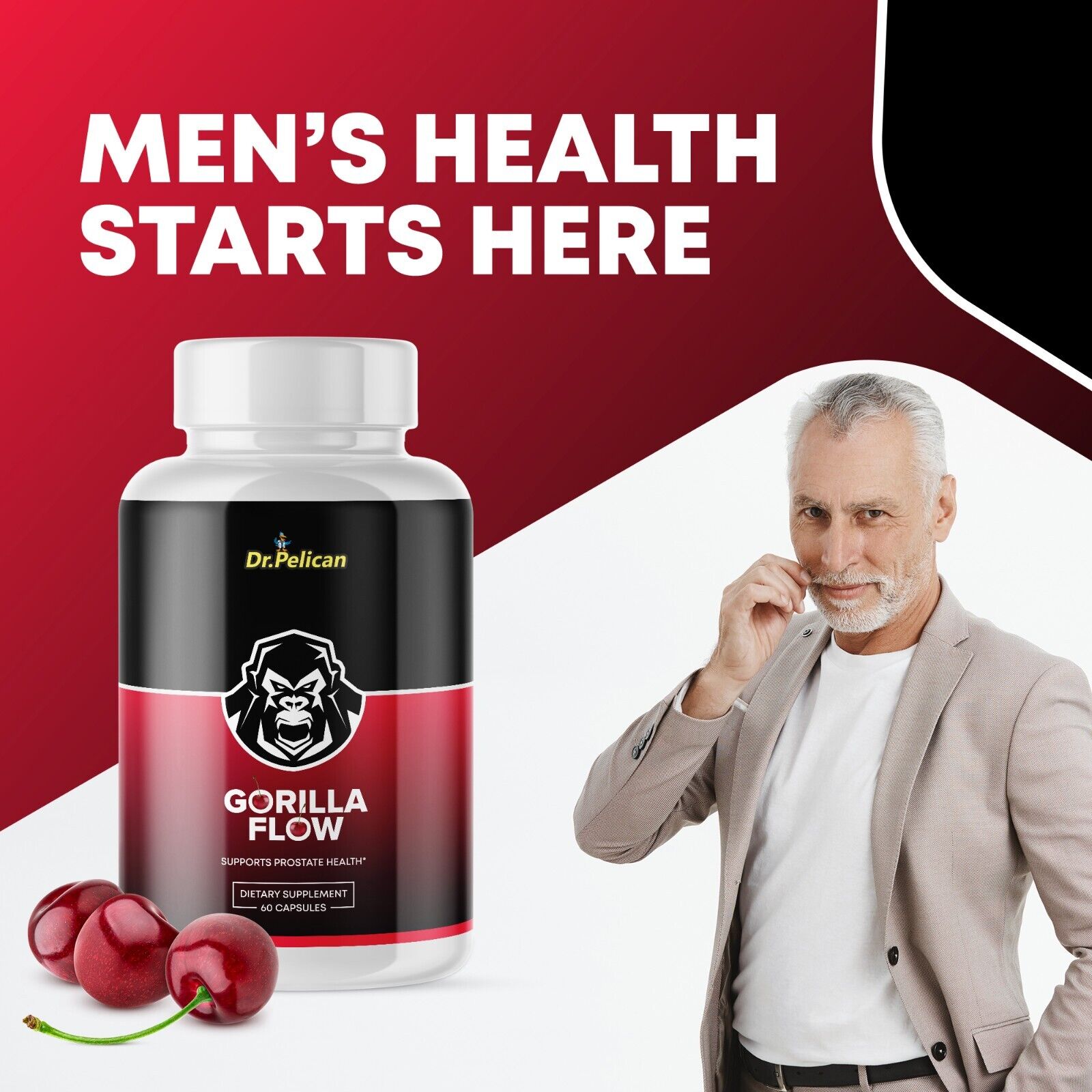 Gorilla Flow- Prostate Support/Urinary Tract Health -4 Bottles- 240 Capsules
