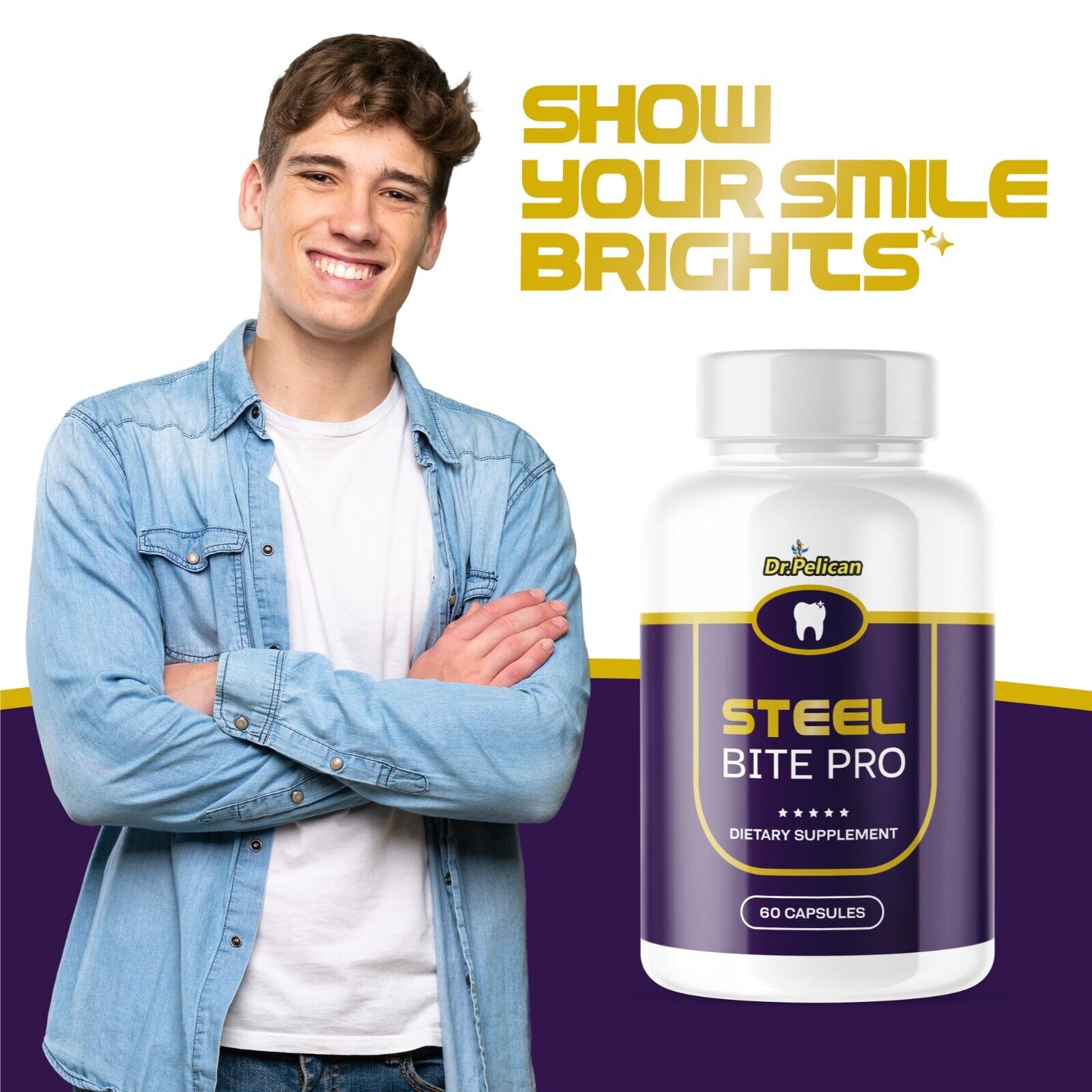 Steel Bite Pro-Teeth & Gums/Oral Health/Pain Sensitivity-2 Bottles-120 Capsules