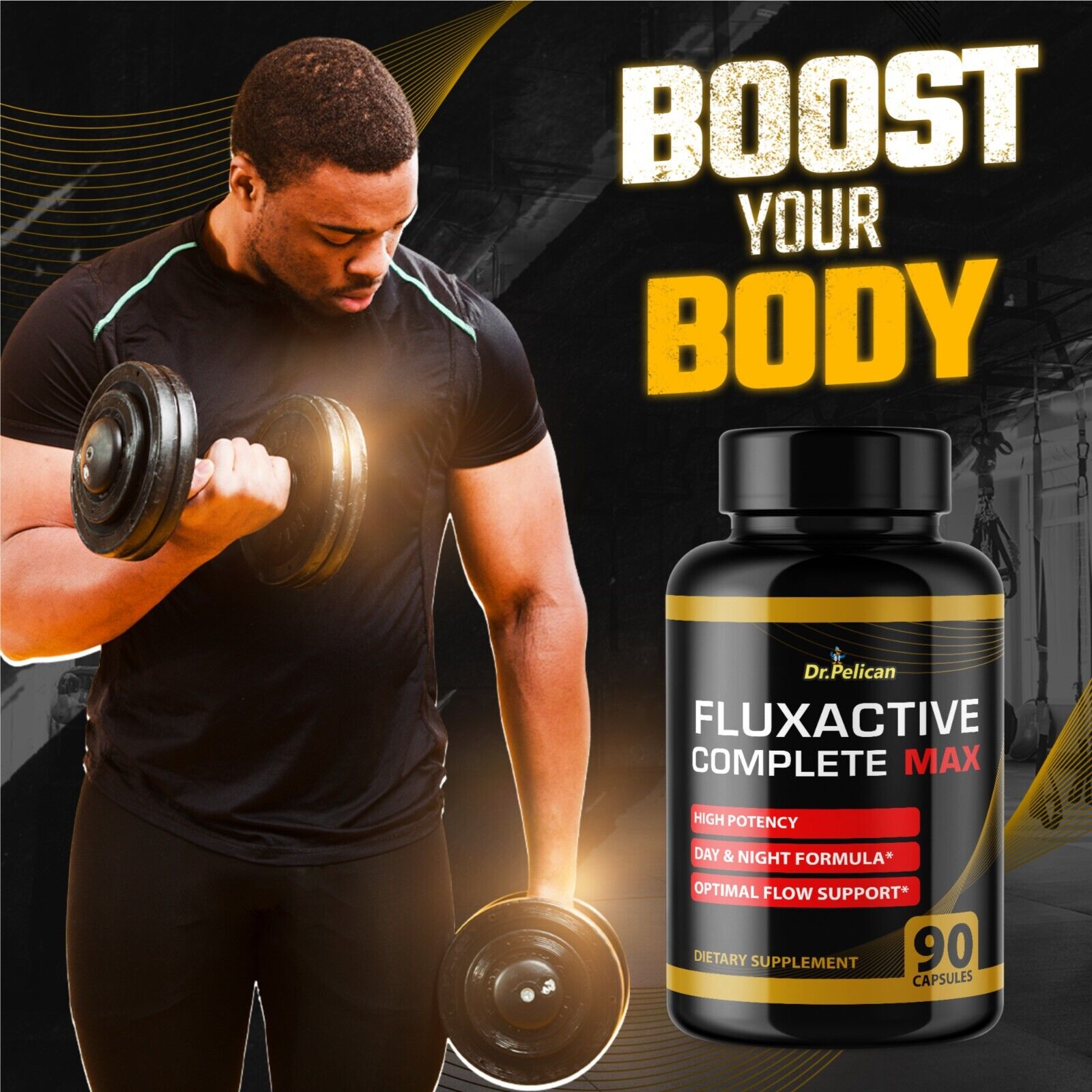 Fluxactive Complete MAX- Male Virility/ Energy/ Workout-12 Bottles-1080 Capsules