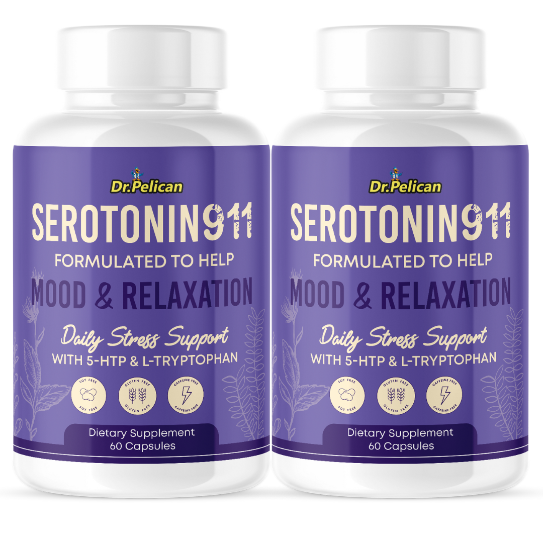 Serotonin911-5-HTP & L-Tryptophan-Stress/Mood/Relaxation- 2 Bottles-120 Capsules