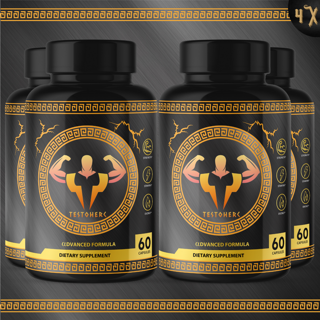 TestoHerc- Testosterone Booster/Cardiovascular Supplement-4 Bottles-240 Capsules