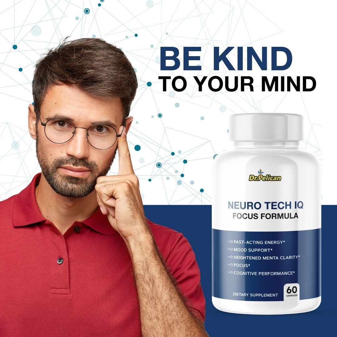 Neuro Tech IQ- Energy/Focus/Mood/Menta Clarity- 4 Bottles- 240 Capsules