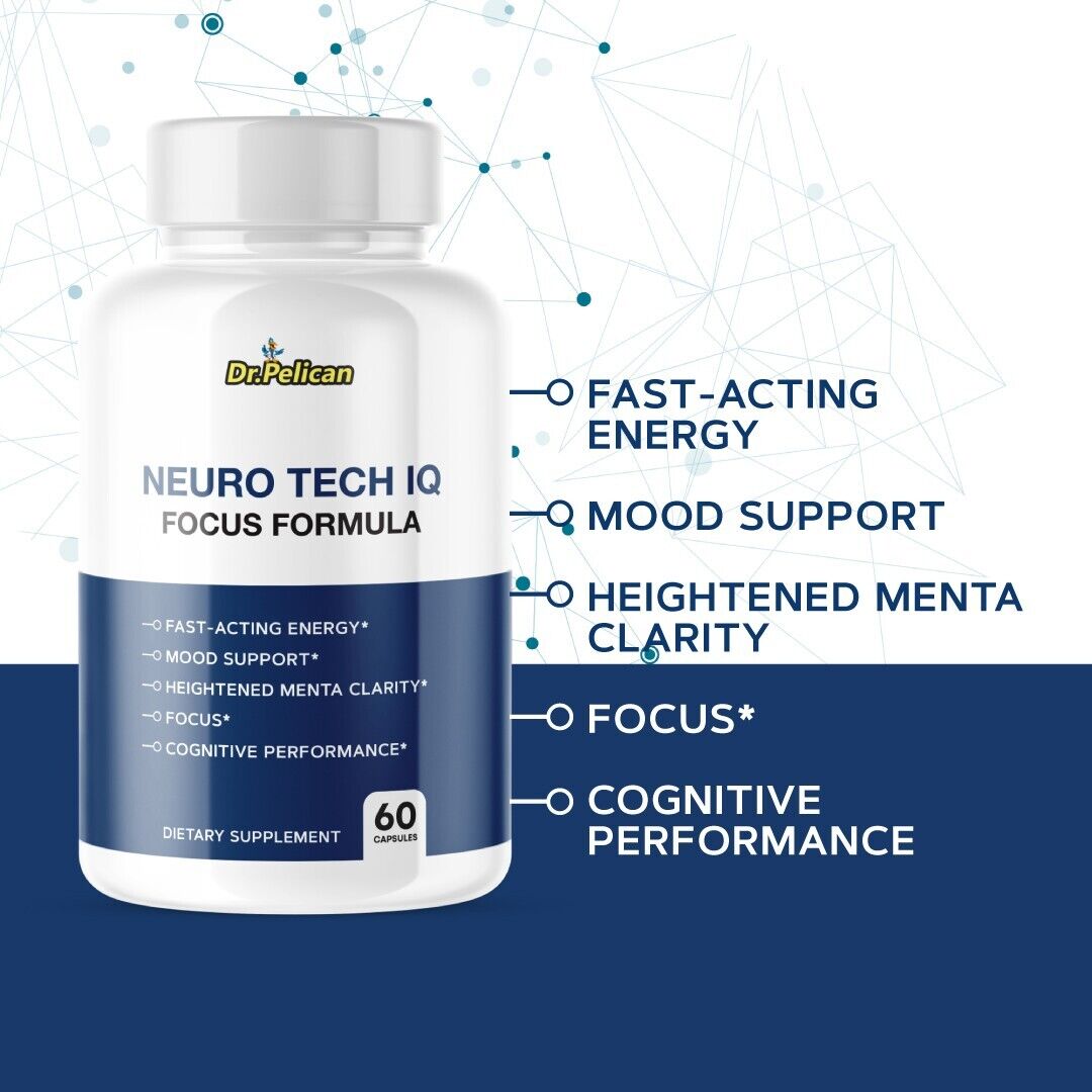 Neuro Tech IQ- Energy/Focus/Mood/Menta Clarity- 4 Bottles- 240 Capsules