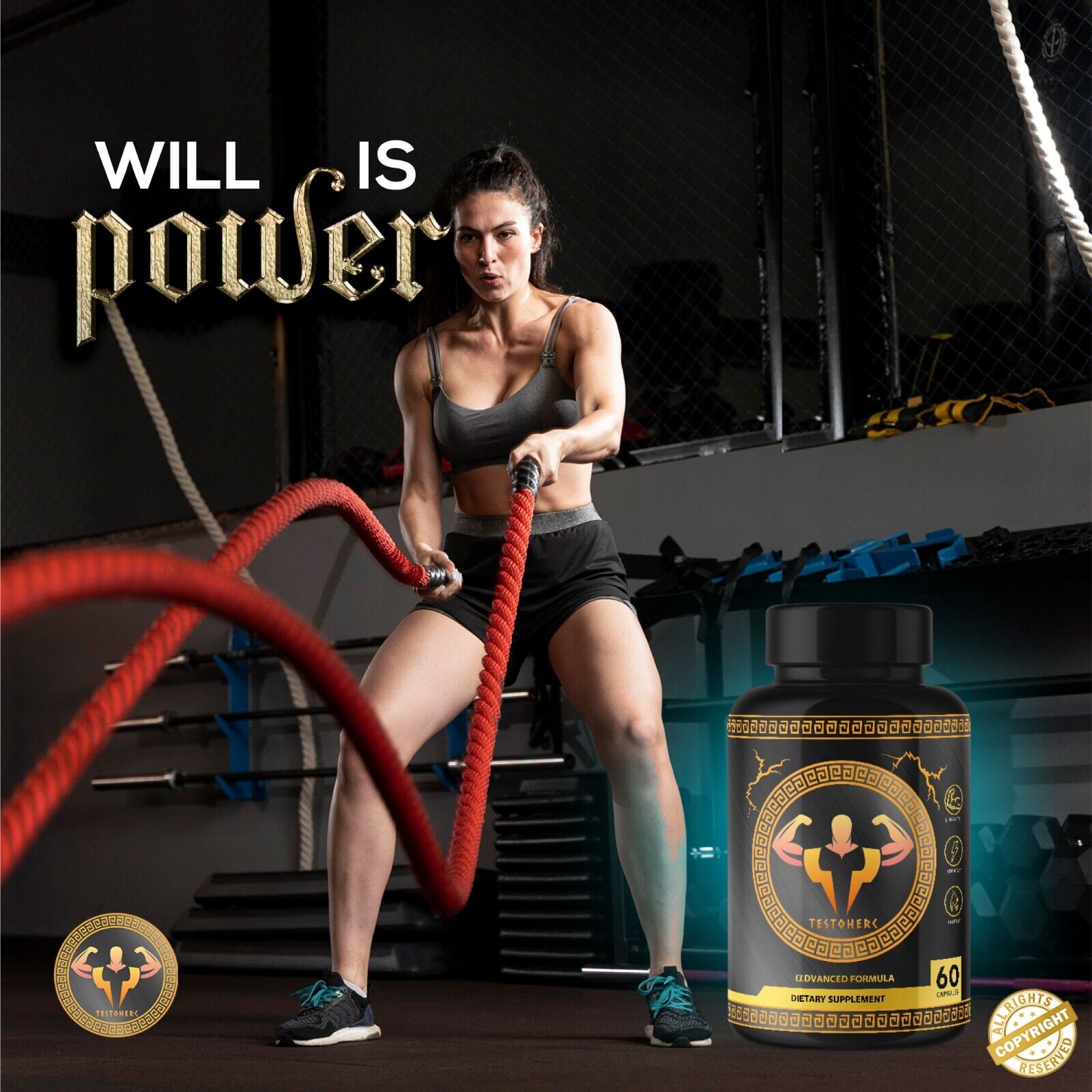 TestoHerc- Testosterone Booster/Cardiovascular Supplement-4 Bottles-240 Capsules