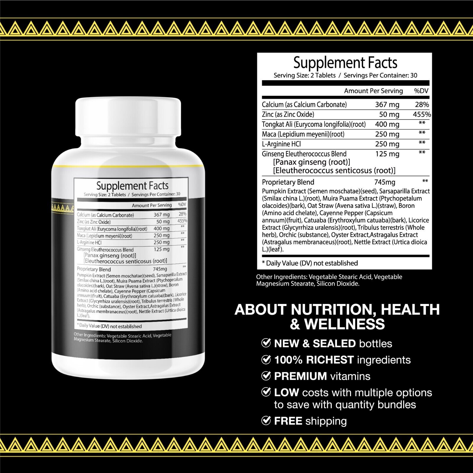 Maasalong- Male Virility/Stamina/Endurance/Strength- 5 Bottles- 300 Tablets