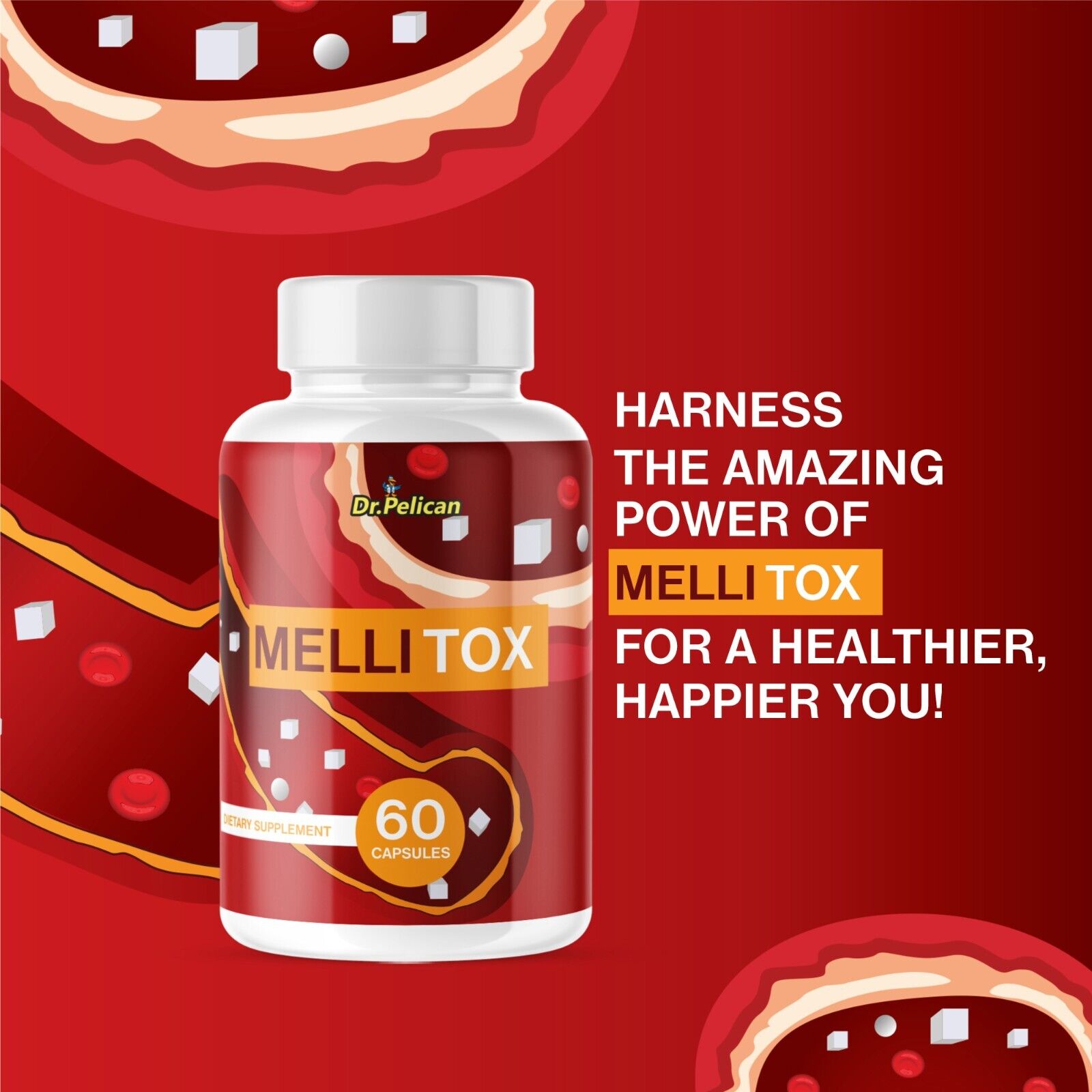 Mellitox- Blood Sugar/Energy/Cardiovascular Support- 10 Bottles- 600 Capsules
